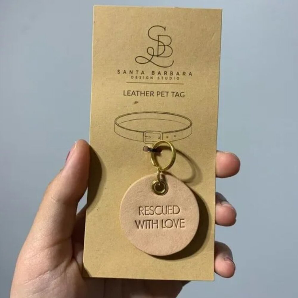 vintag Santa Barbara design studio “rescued with love” leather pet tag Nordstrom